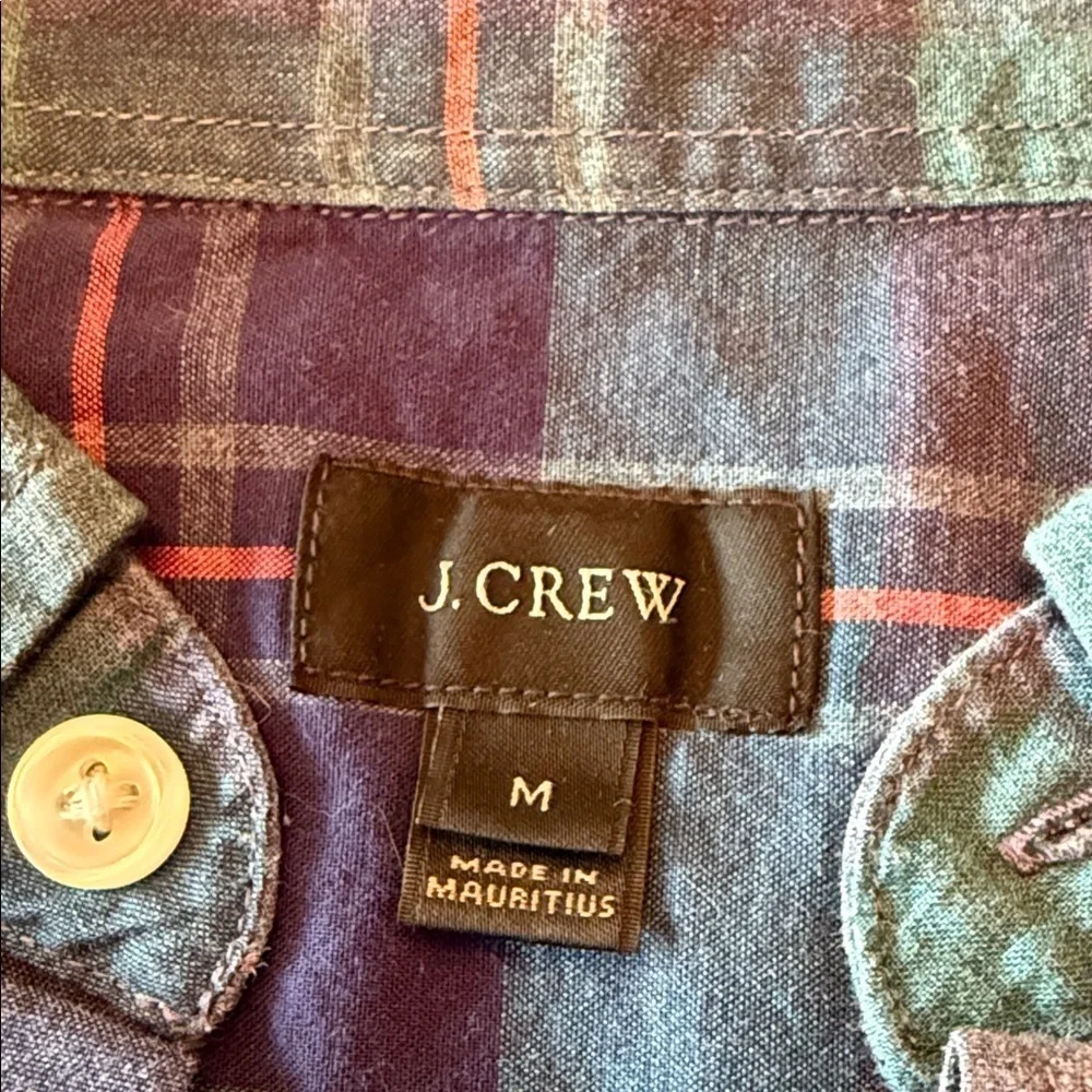 J. Crew Men's Navy and Green Plaid Shirt